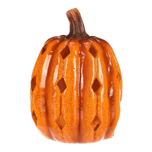 Dýně s otvory - keramika, na čaj. svíčku, žlutá