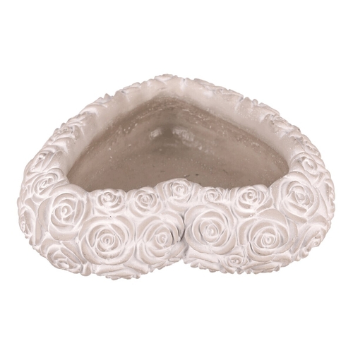 Obal na květiny - srdce s růžemi, beton, šedý