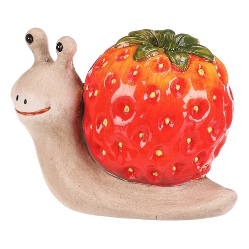 Šnek jahodový - keramická figurka, barva krémovo-červená