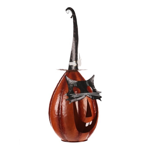 Dýně strašidelná - kovová dekorace, oranžová