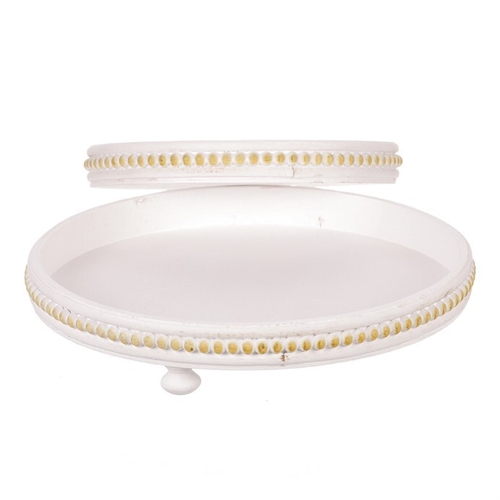 Tác dřevěný - kulatý tvar, bílý, cena za sadu 2 ks