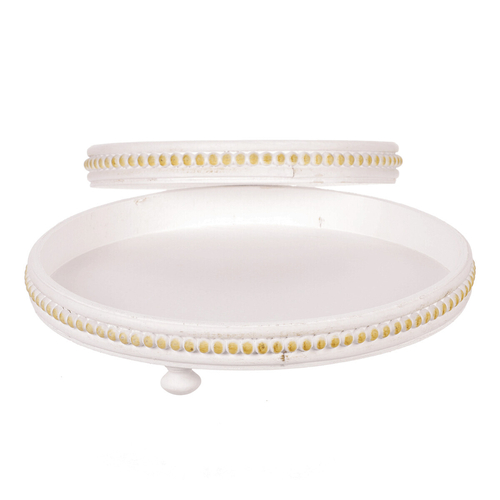 Tác dřevěný - kulatý tvar, bílý, cena za sadu 2 ks