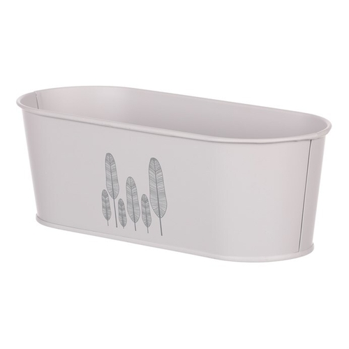 Obal kovový - truhlík s peříčky, barva šedá