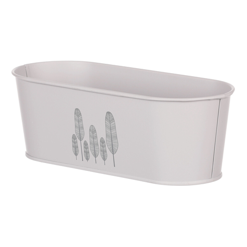 Obal kovový - truhlík s peříčky, barva šedá