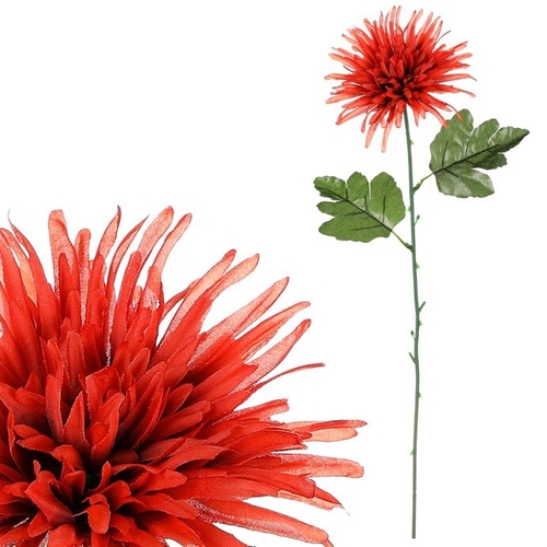 Chryzantéma - umělá řezaná květina, terakotově červená