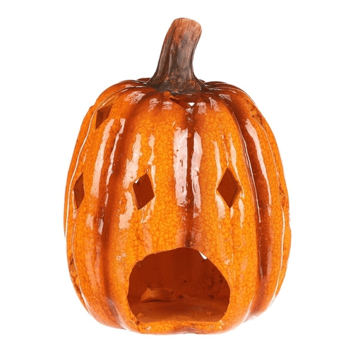 Dýně s otvory - keramika, na čaj. svíčku, žlutá