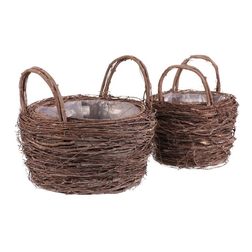 Obal proutěný - košík, přírodní, cena za sadu 2 ks