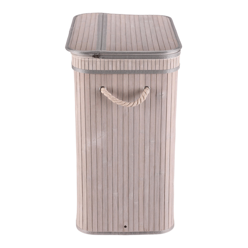 Koš prádelní - bambusový, s víkem, šedý