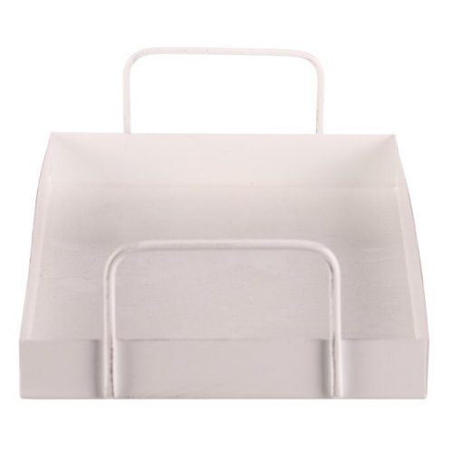 Tác kovový s uchy - obdélníkový tvar, barva bílá