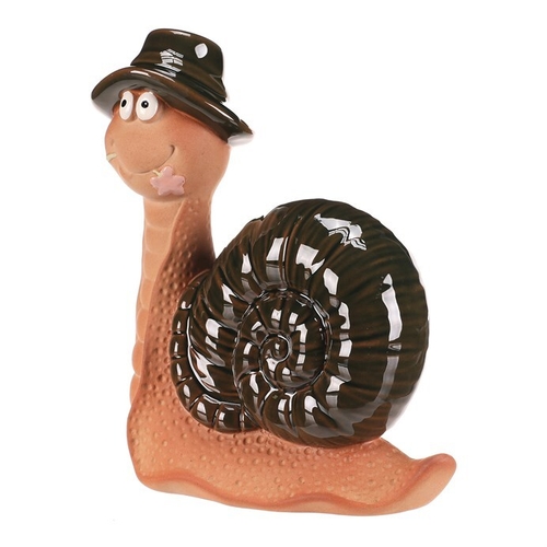 Šnek - keramická figurka, vel. XS, zelená ulita