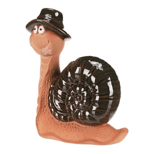 Šnek - keramická figurka, vel. XS, zelená ulita