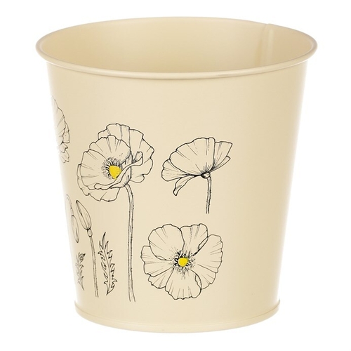 Obal kovový - kulatý s kvetoucím mákem, barva žlutá