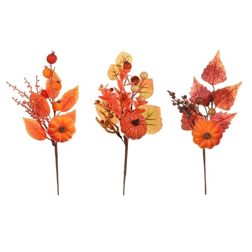 Listí, dýně a bobule - umělá větev, mix 3 druhů, cena za 1 ks