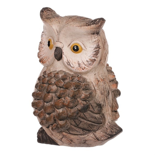 Sova - keramická figurka, barva hnědá