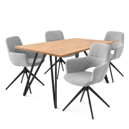 Jídelní set s 4 židlemi Polaris, šedá, 160x90x76cm, masiv dub ASE-1041 GREY2