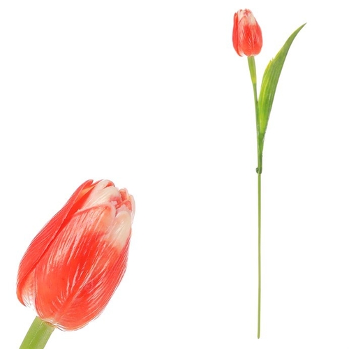 Tulipán plastový - řezaná květina, lososová, cena za 1 ks
