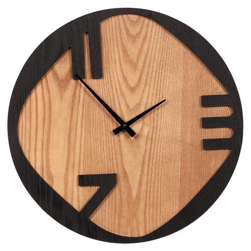 Hodiny nástěnné - pr. 45 cm, kov a MDF s jasanovou dýhou