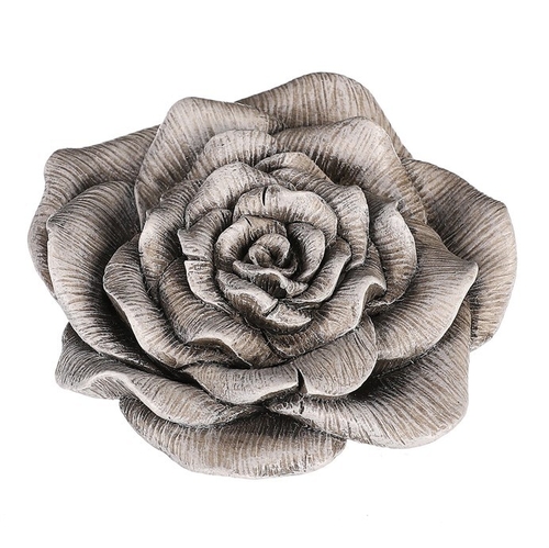 Květ růže v klasickém tvaru - polyresin, šedý