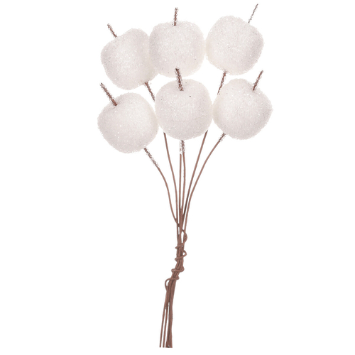 Jablíčka na drátku - bílá, ojíněná, cena za balení (12 ks)