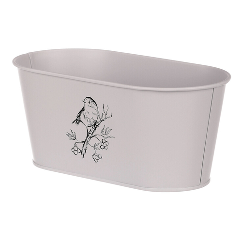 Truhlík kovový - motiv ptáčka, barva šedá