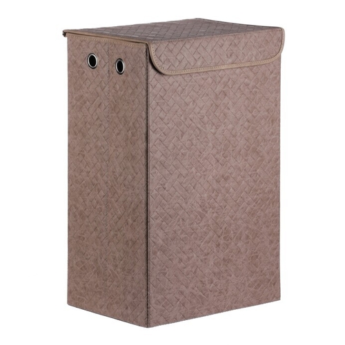 Koš prádelní - látkový s víkem, hnědá barva