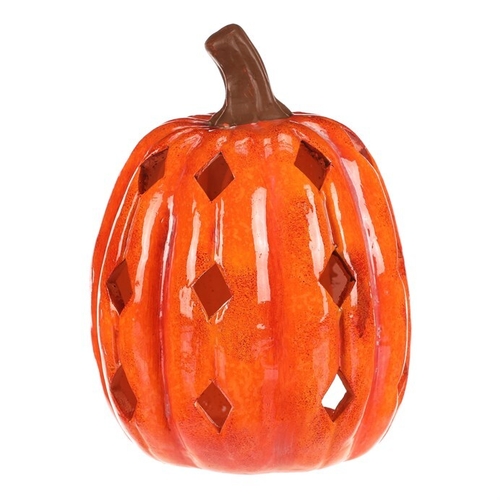 Dýně s otvory - keramika, na čaj. svíčku, oranžová