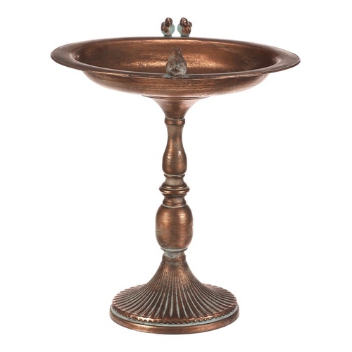 Stojan kovový - 46 cm, aranžovací, s ptáčky, měděný