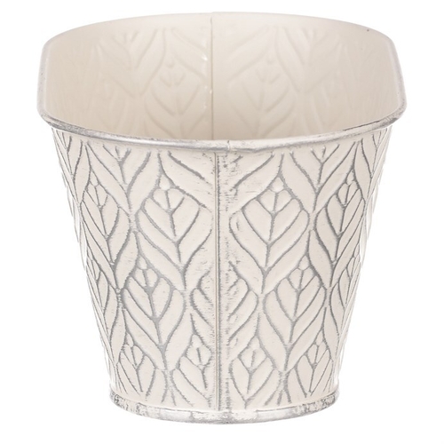 Obal kovový - truhlík, stříbrný vzor, barva krémová