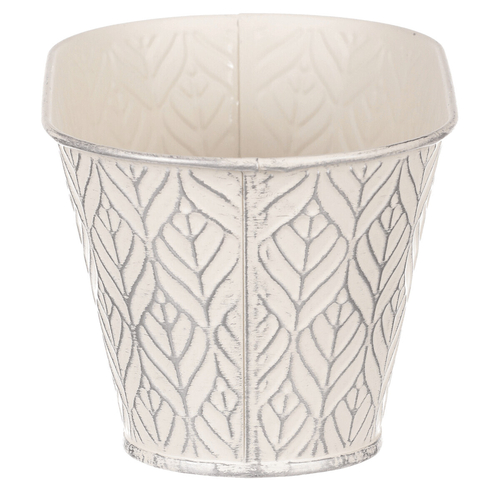 Obal kovový - truhlík, stříbrný vzor, barva krémová