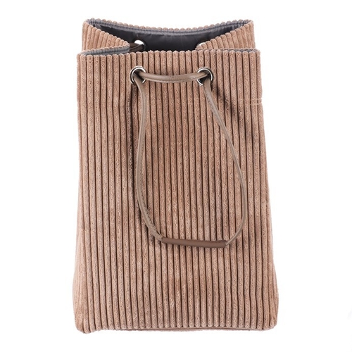 Koš prádelní - manšestr, stahovací, hnědý