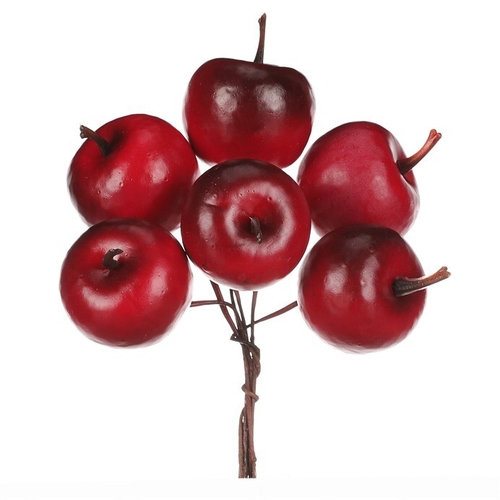 Jablíčka na drátku - umělá, tm. červená, cena za balení (36 ks)