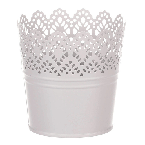 Obal kovový - kulatý, krajkový okraj, barva šedá