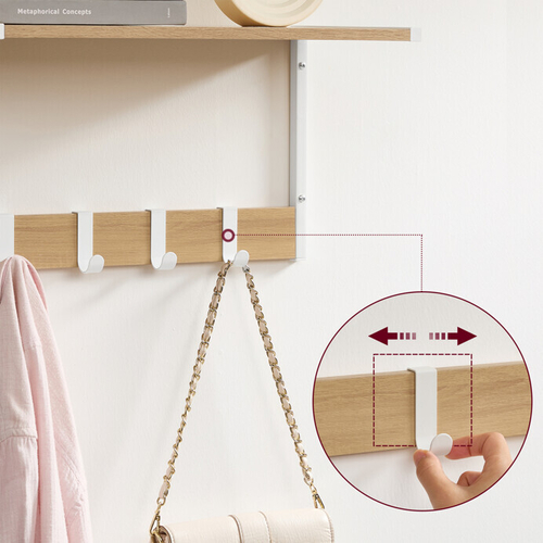 Set 2 nástěnných poliček, mdf, béžová, ABP-E1083 WT