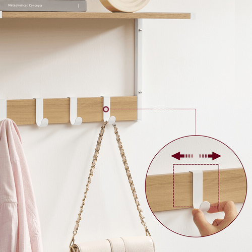 Set 2 nástěnných poliček, mdf, béžová, ABP-E1083 WT