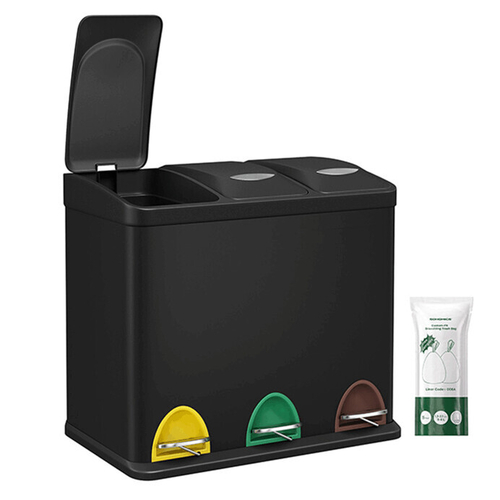 Koš na odpadky, plast, černá, AUK-E1124 BK