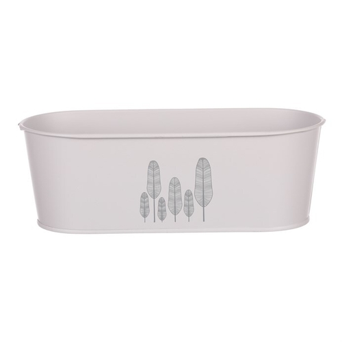 Obal kovový - truhlík s peříčky, barva šedá