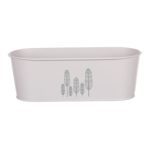 Obal kovový - truhlík s peříčky, barva šedá