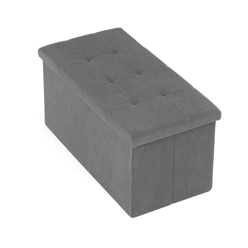 Taburet s úložným prostorem, šedá, manšestrová látka, TAB-472 GREY6