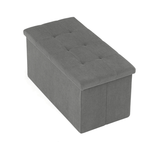 Taburet s úložným prostorem, šedá, manšestrová látka, TAB-472 GREY6