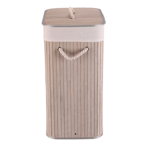 Koš prádelní - bambusový, s víkem, šedý