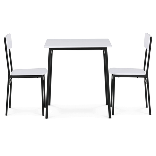 Jídelní set s 2 židlemi, 70x70x76cm, mdf, bílá, AUT-O2121 WT