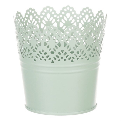 Obal kovový - kulatý, krajkový okraj, barva zelená