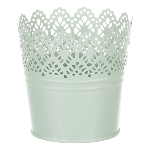 Obal kovový - kulatý, krajkový okraj, barva zelená