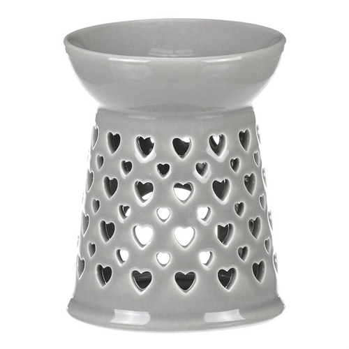 Aromalampa - porcelánová, se srdíčky, barva šedá