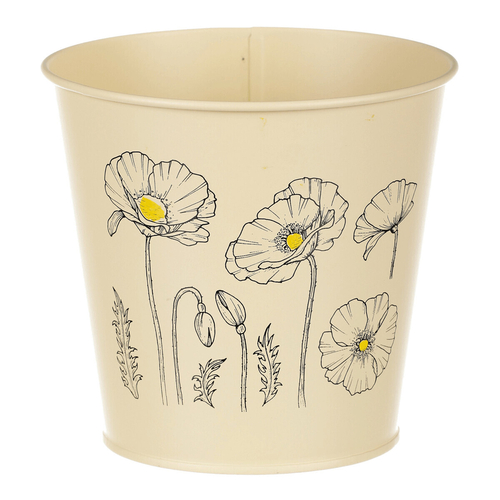 Obal kovový - motiv kvetoucího máku, žlutý