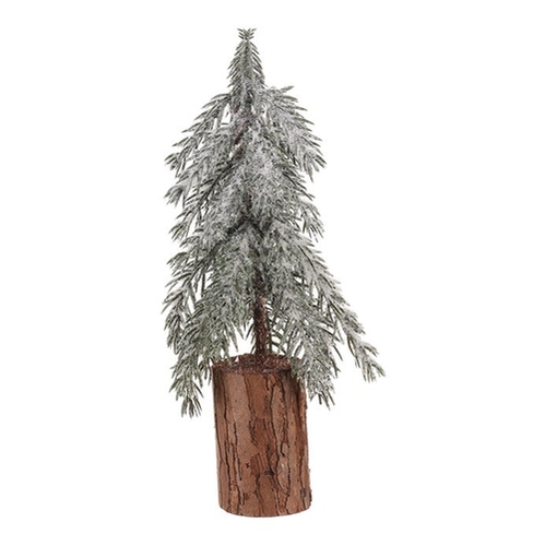Smrk na špalku - mini, výška 32 cm, zelený, ojíněný
