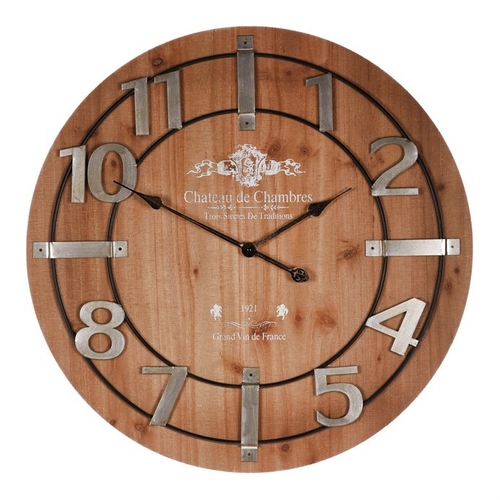 Hodiny nástěnné - pr. 68 cm, MDF s imitací dýhy, kovové číslice