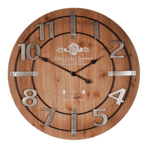 Hodiny nástěnné - pr. 68 cm, MDF s imitací dýhy, kovové číslice