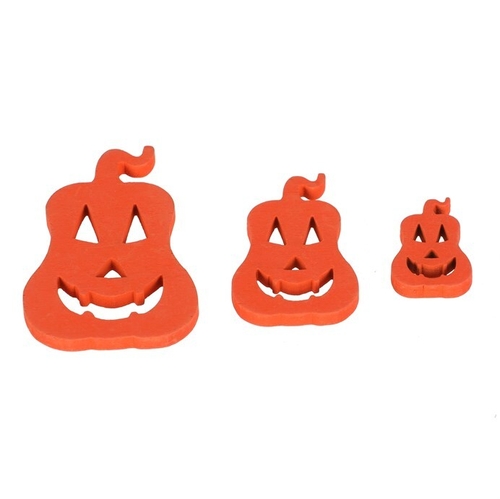 Dýně s obličejem - dřevo, mix 3 barev a 3 vel., cena za balení (18 ks)