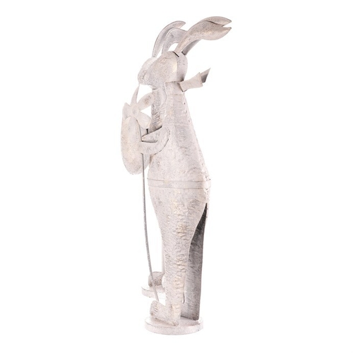 Zajíc kovový - s patinou, bílý, vel. L, mix 2, cena za 1 ks